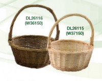 Bleached Willow /Rustic Willow Round Handled Rustic Willow basket- Case of 12