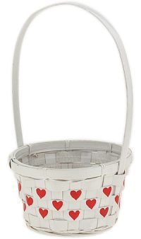 6" White Painted Valentines Day Basket with Handles- case of 36