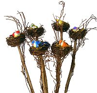 Mini LCG Florals 16TFP42 40 Birds Nest Tree in an Embossed Metal Container with Faux Dirt 