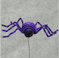 8" Wide Purple and Black Chenille Spider Pick- Box of 6