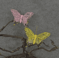 4" Artificial Butterfly Assortment, Pink / Yellow- Box of 2 Dozen