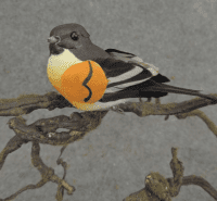 4" Female Baltimore Oriole, Feathers / Musnroom, with Clip- 1 Dozen