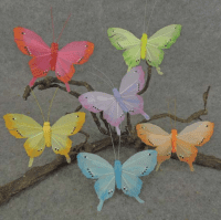 4.5" Butterfly Astmt with Clip - 6 PASTEL Astd- Box of 2 Dozen- B6769
