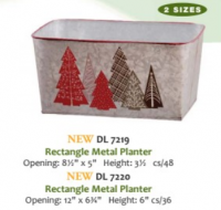 8 1/2" Rectangle Galvanized Metal Planter w/Trees/Small, case of 48